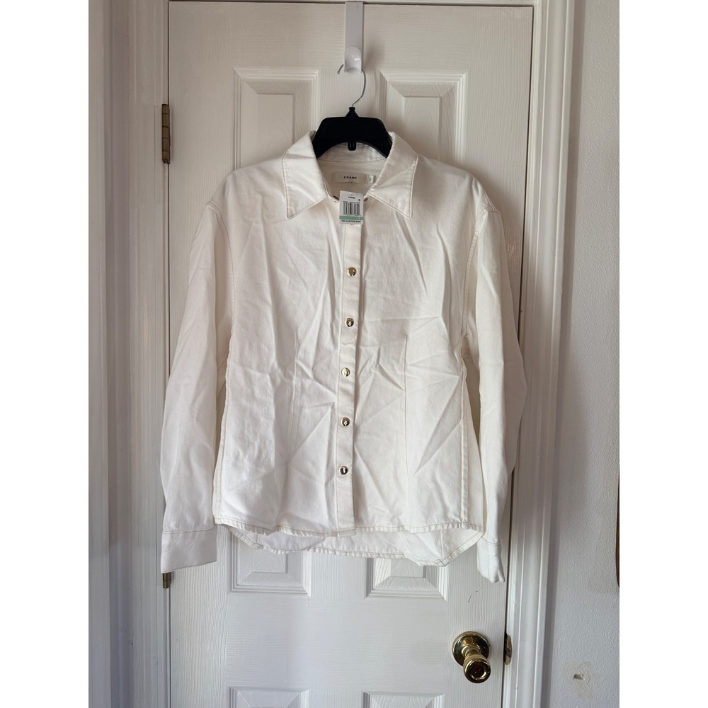 FRAME The Sculpted Shirt White Button Down‎ Long Sleeve Top Size 8